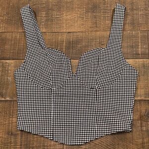 Herringbone Crop Bustier Top Black White Forever 21